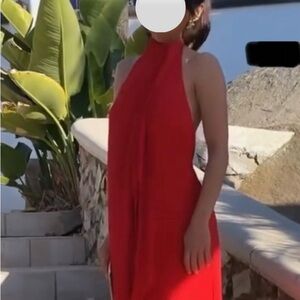 Zara Vibrant Red Backless Dress